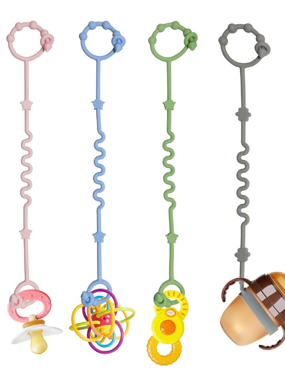 Toy Straps for Baby, Silicone Setpacifier Clip,Applies to Car Seat Toy,Teether T
